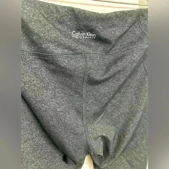 Calvin Klein Active Performance Legging Charcoal Grey Pants Stripes Accent Sz M - Picture 3 of 6